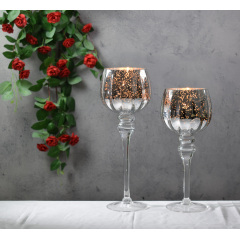 long stem silver glass candle holder for wedding